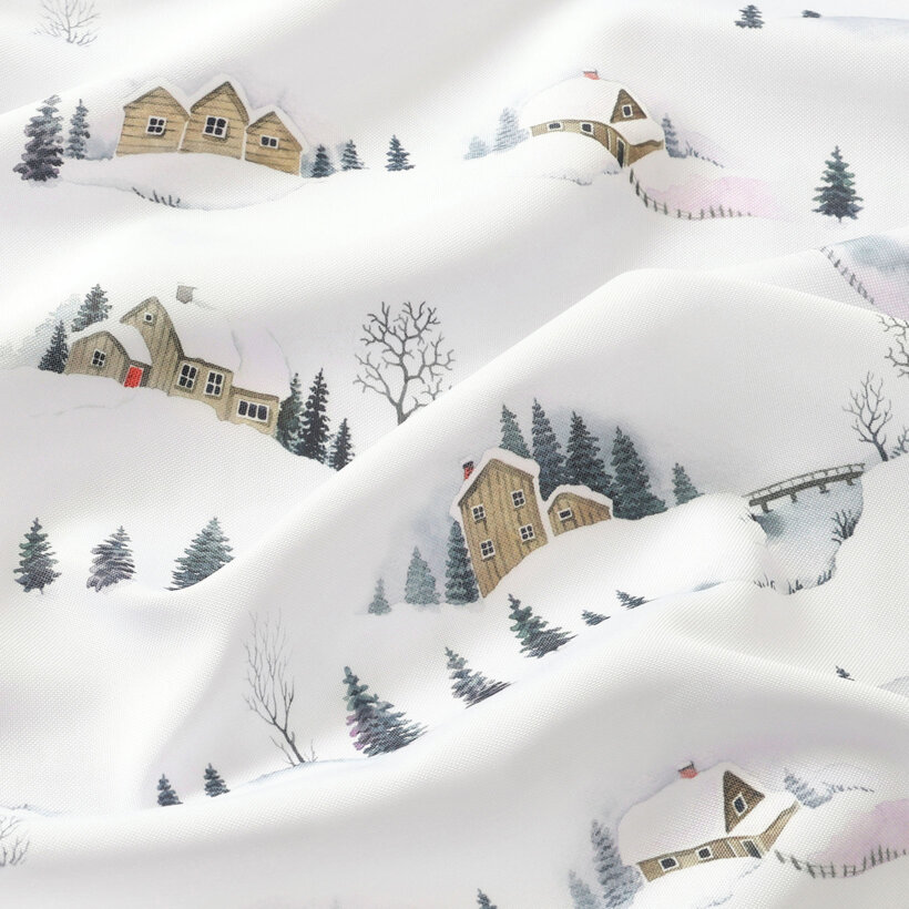 Eckige weihnachtliche Teflon-Tischdecke - Winterlandschaft