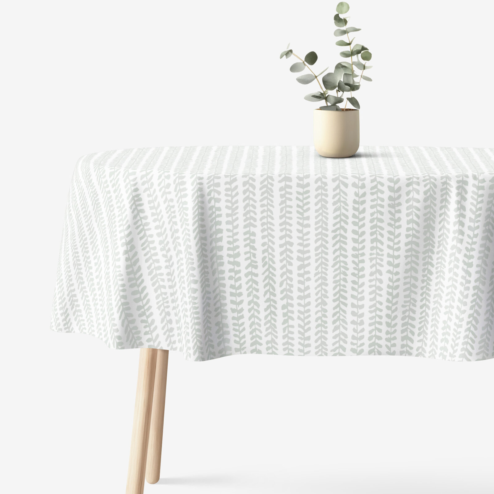 Ovale Tischdecke aus 100% Baumwolle - Skandinavische Blätter