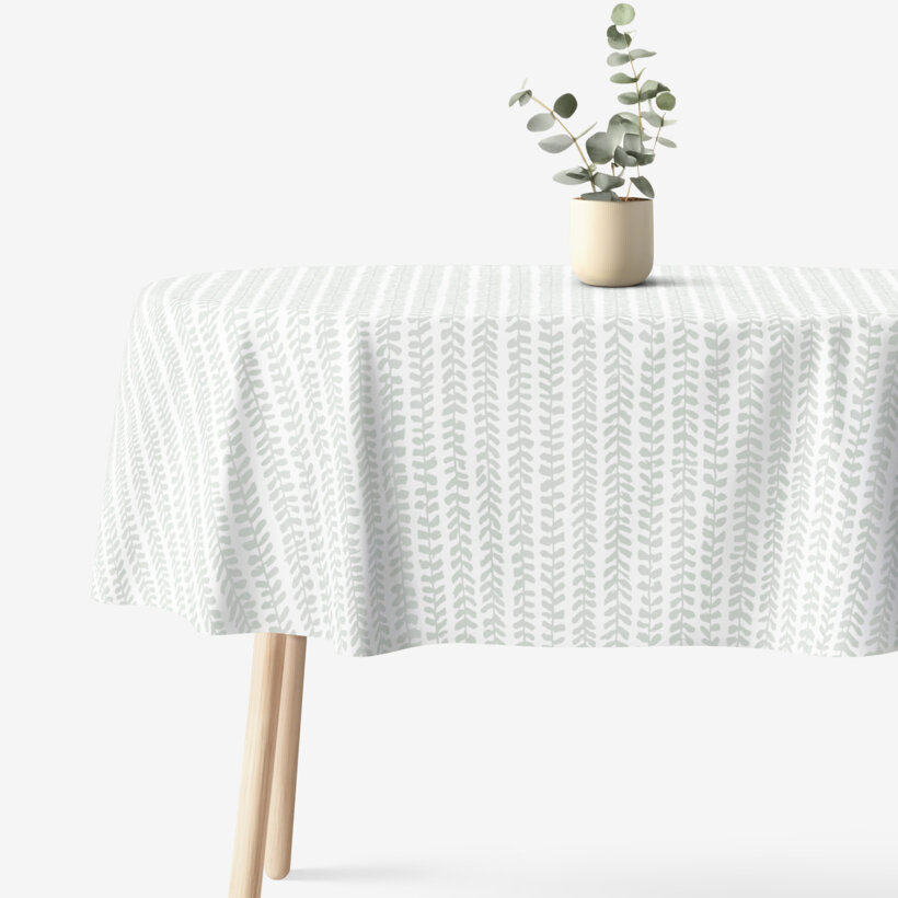 Ovale Tischdecke aus 100% Baumwolle - Skandinavische Blätter