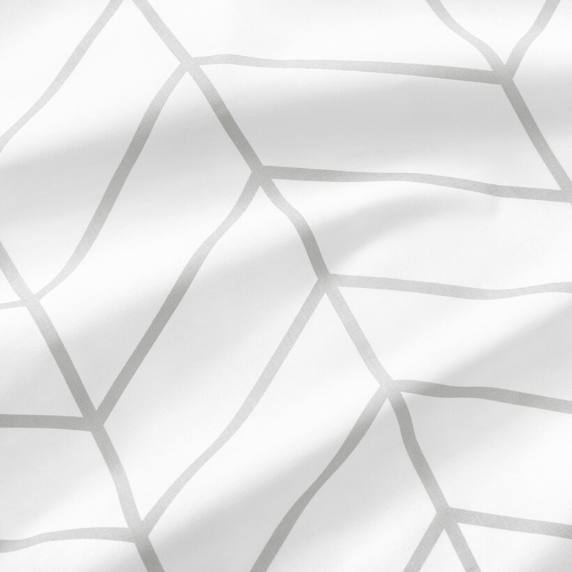 Bettwäsche aus Baumwolle - Grauer Zickzack auf Weiß