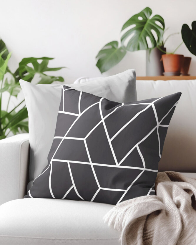 Kissenbezug aus Baumwolle - Mosaik auf Dunkelgrau