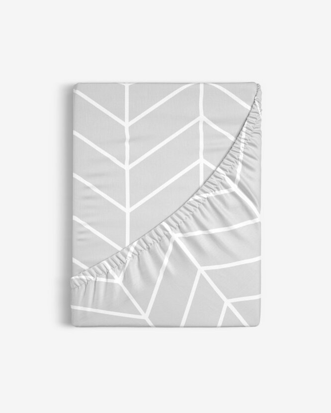 Spannbettlaken aus Baumwolle - Zickzack auf Grau