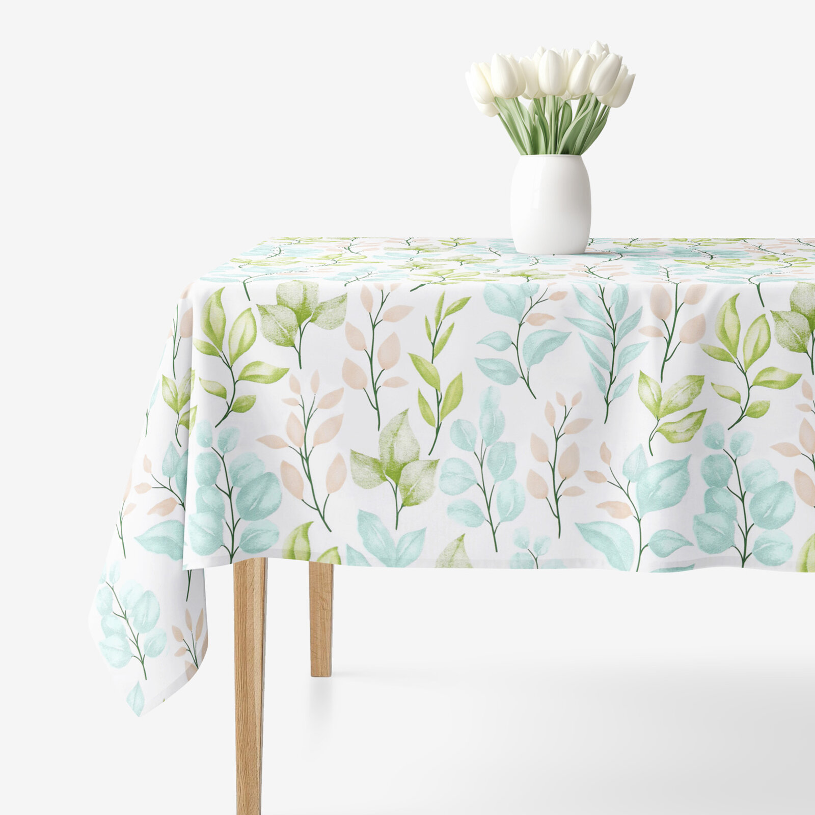 Eckige Tischdecke 100% Baumwolle Deluxe - bemalte Blätter