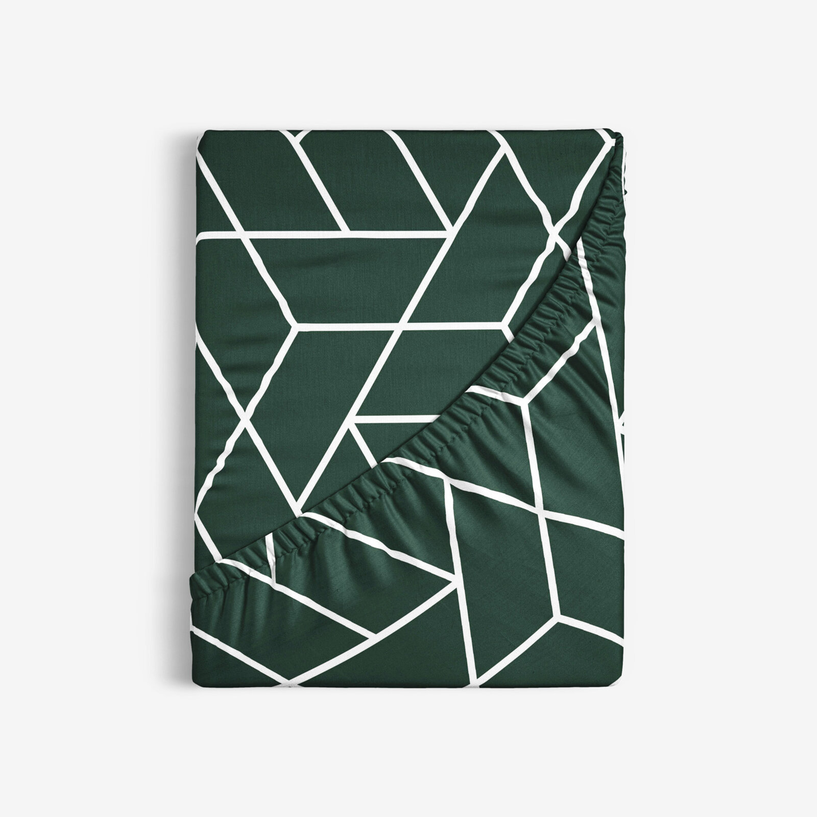 Spannbettlaken aus Baumwolle - Mosaik auf Dunkelgrün