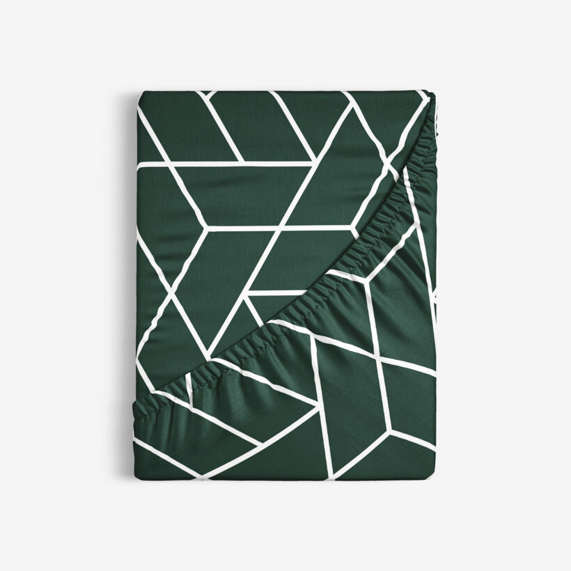 Spannbettlaken aus Baumwolle - Mosaik auf Dunkelgrün