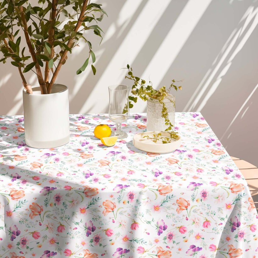 Eckige Tischdecke 100% Baumwolle Deluxe - verliebter Frühling
