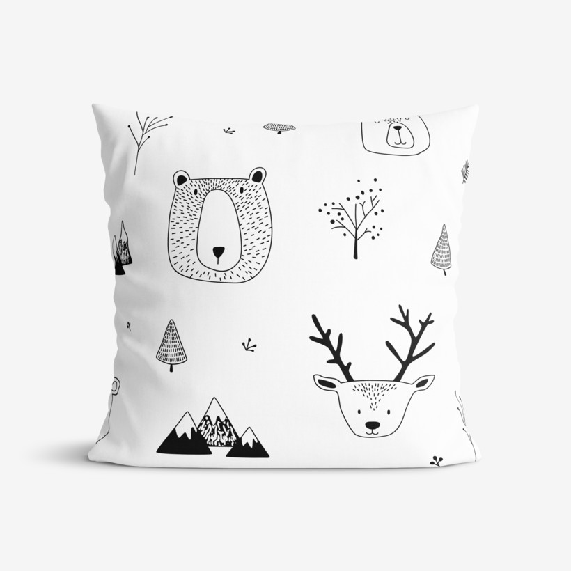 Kinder-Kissenbezug aus Baumwolle - Tiere in Winterlandschaft