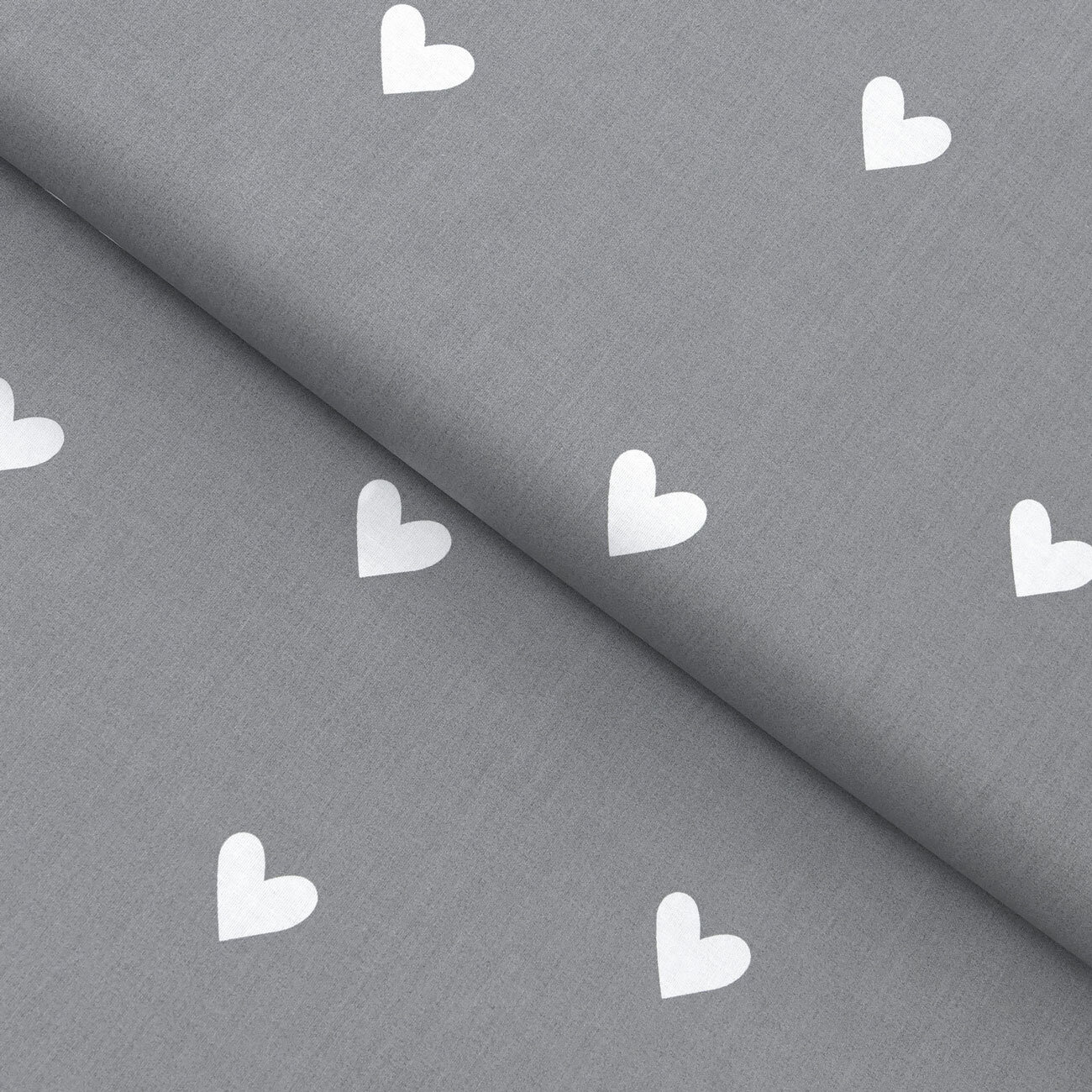 Baumwollstoff - Herzchen auf Grau