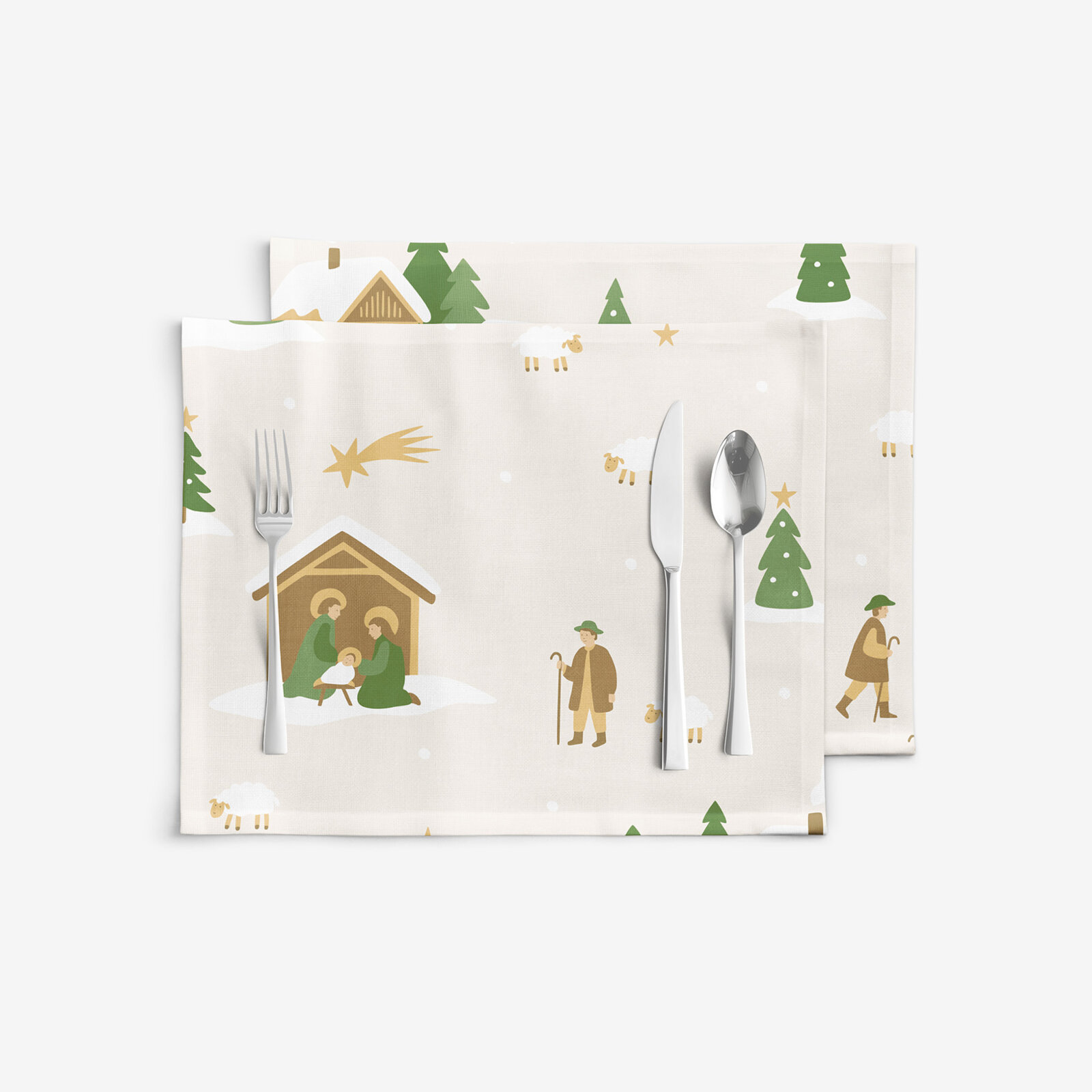 Weihnachtliches Tischset 100% Baumwolle - Weihnachtslieder - 2 Stück