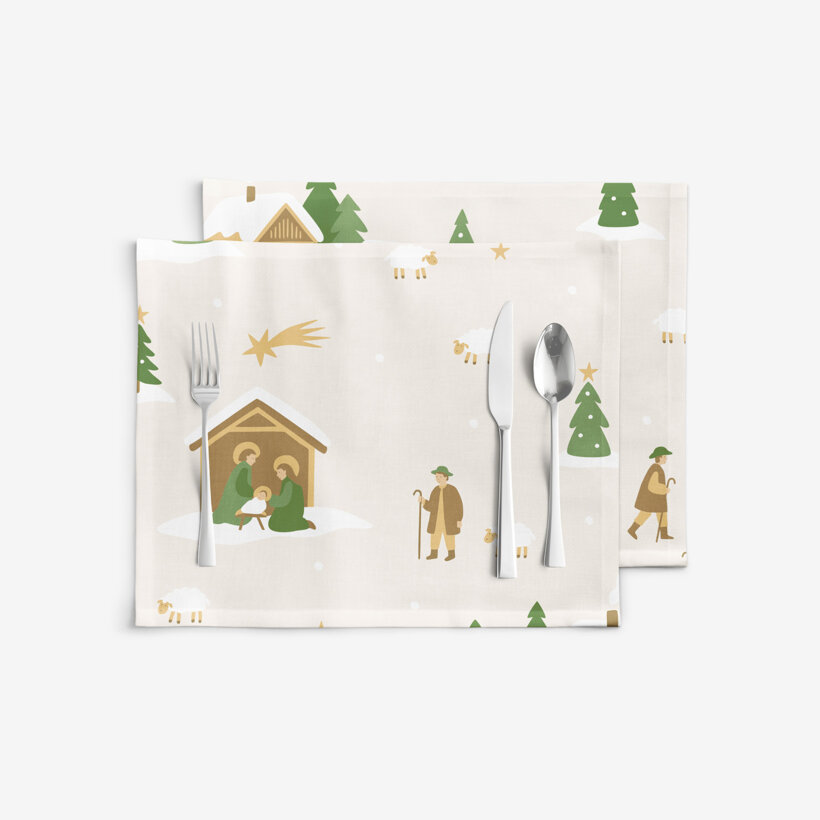 Weihnachtliches Tischset 100% Baumwolle - Weihnachtslieder - 2 Stück