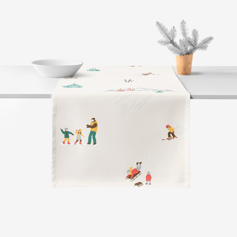 Weihnachtlicher Tischläufer aus 100% Baumwolle - Winterfreuden