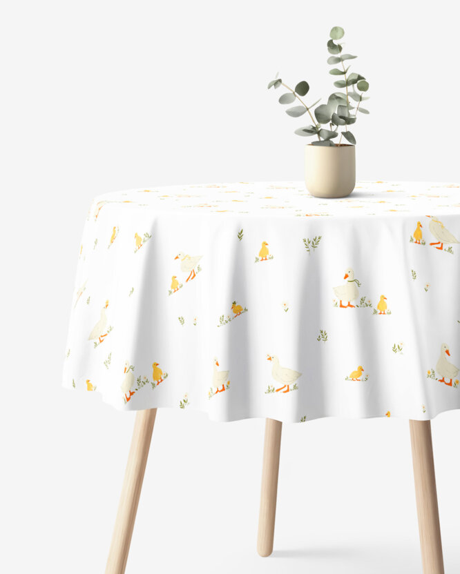 Ostern Runde Tischdecke 100% Baumwolle - Enten