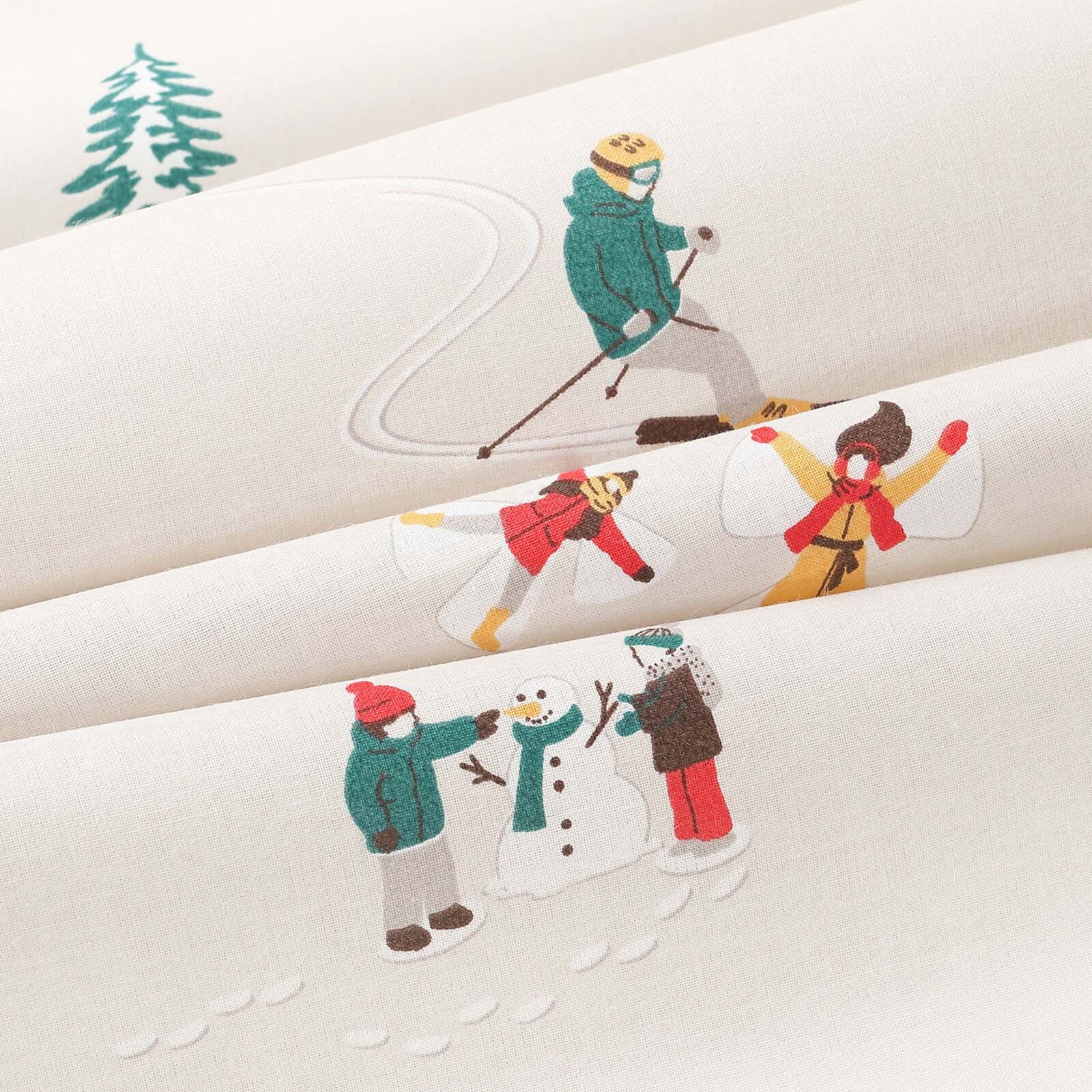 Runde Weihnachts-Tischdecke 100% Baumwolle - Winterfreuden