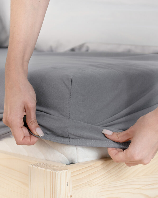 Bettlaken Jersey mit Gummiband - dunkel grau