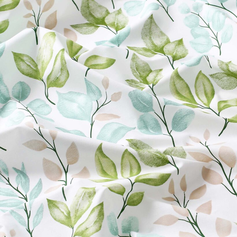 Eckige Tischdecke 100% Baumwolle Deluxe - bemalte Blätter