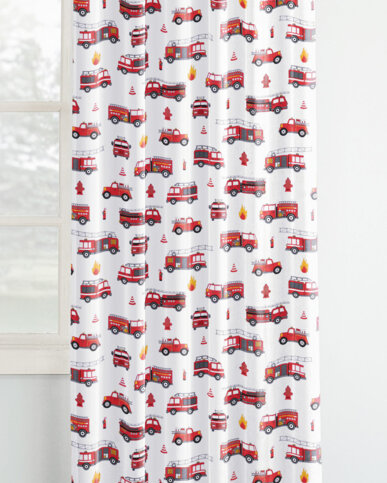 Vorhang aus Baumwolle Kindermotive - Feuerwehrfahrzeuge