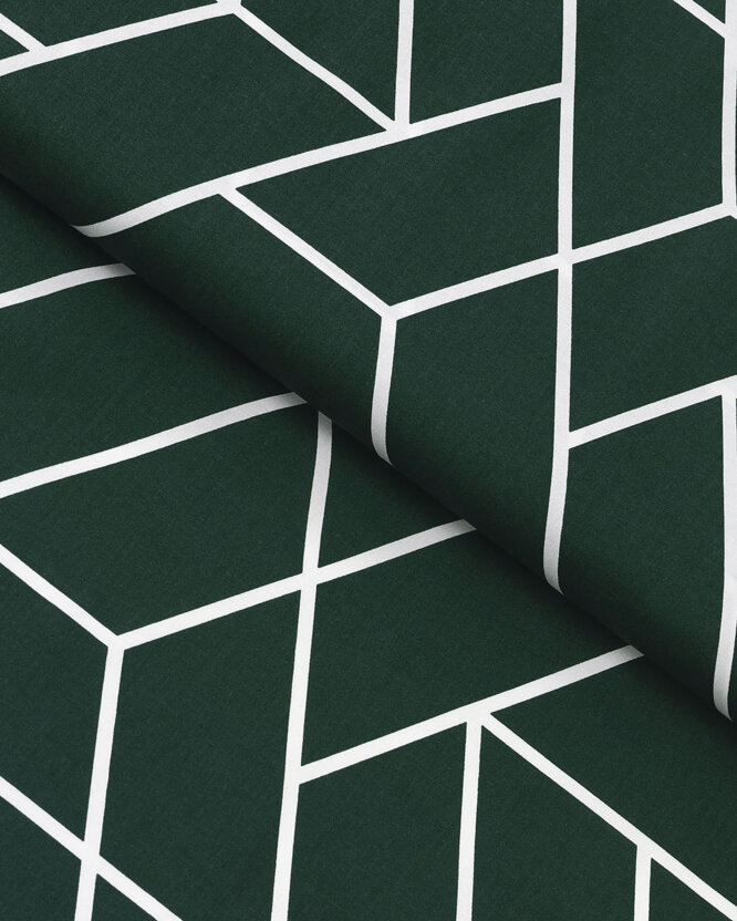 Baumwollstoff - Mosaik auf Dunkelgrün