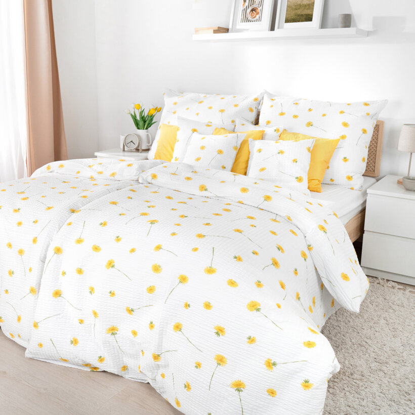 Seersucker Bettwäsche - Löwenzahn