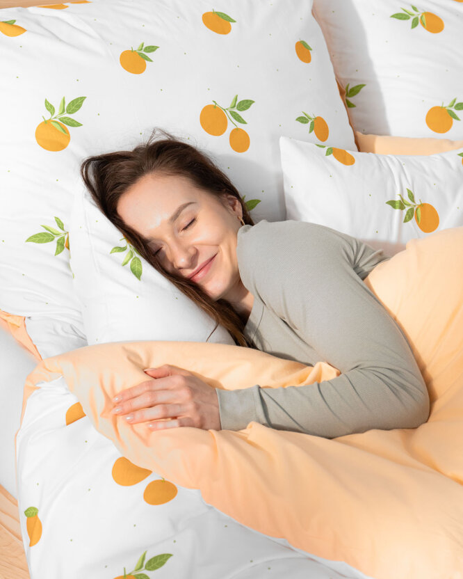 Bettwäsche aus Baumwolle Duo - Orangen mit Apricot