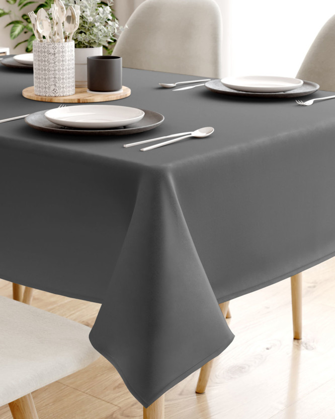 Eckige Tischdecke 100% Baumwolle - dunkelgrau