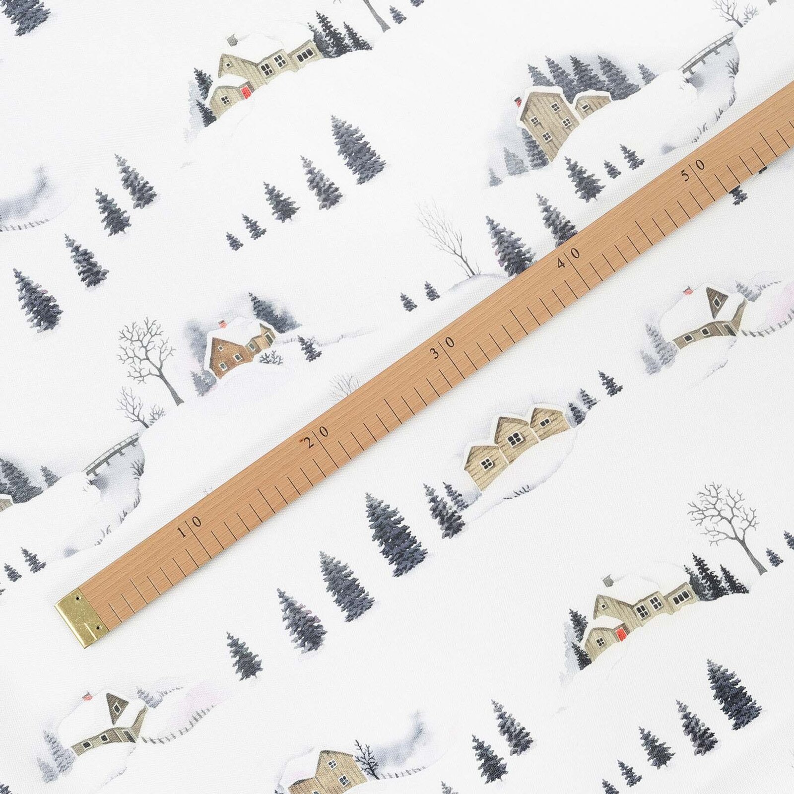 Weihnachtlicher Teflonstoff für Tischdecken – Winterlandschaft