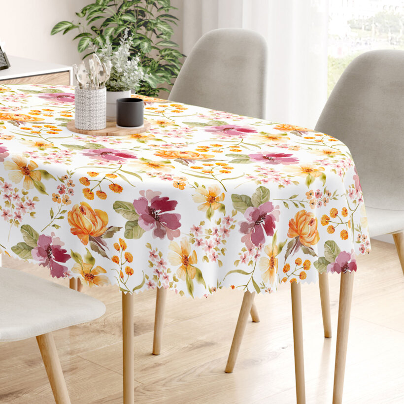 Ovale Tischdecke Teflon - Hibiskusblüten