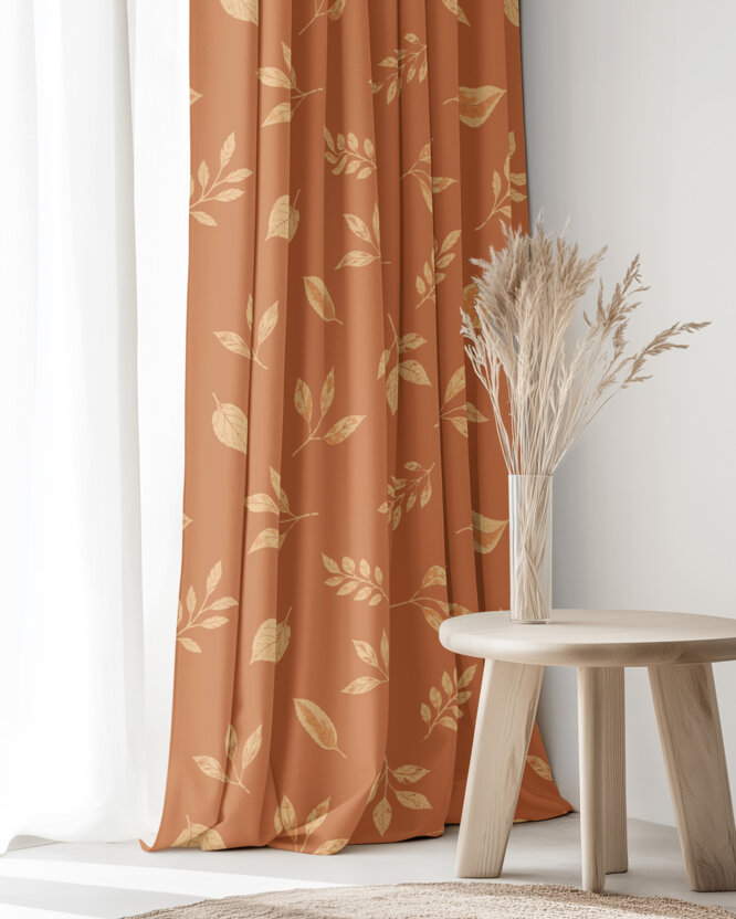 Vorhang aus Baumwolle - Orange Herbstblätter