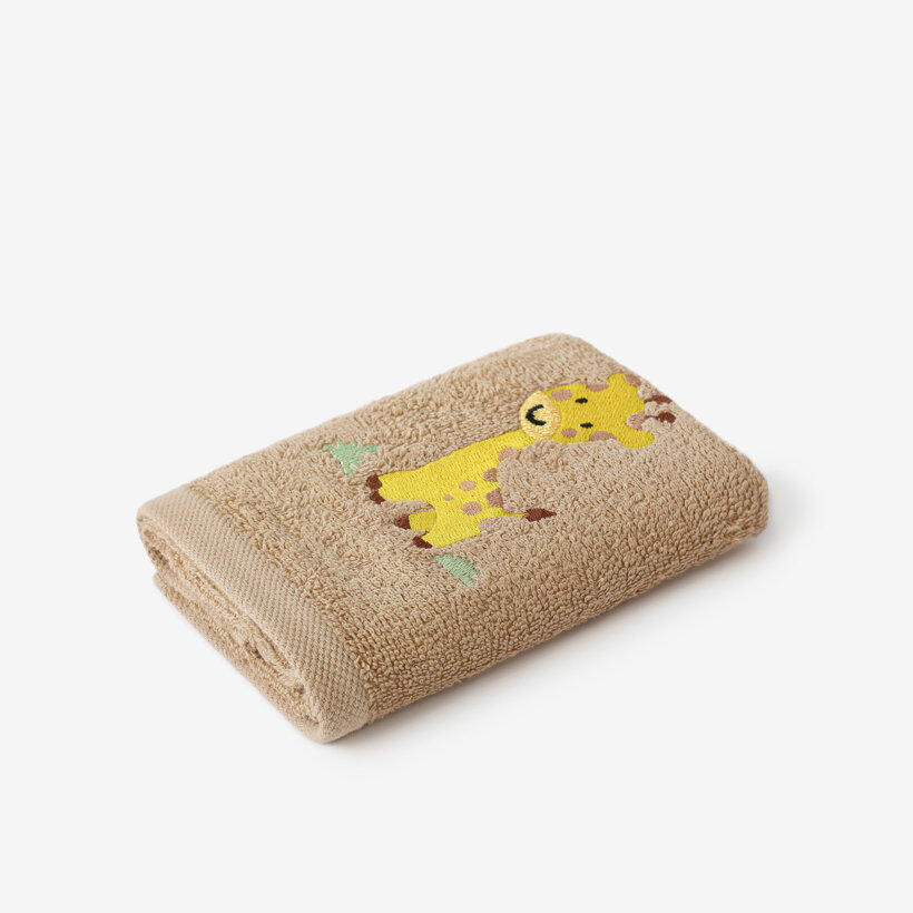 Kinder-Frottierhandtuch - Giraffe auf Braun