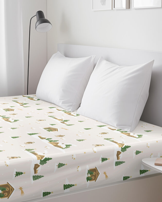 Weihnachtliches Spannbettlaken aus Baumwolle - Weihnachtslieder