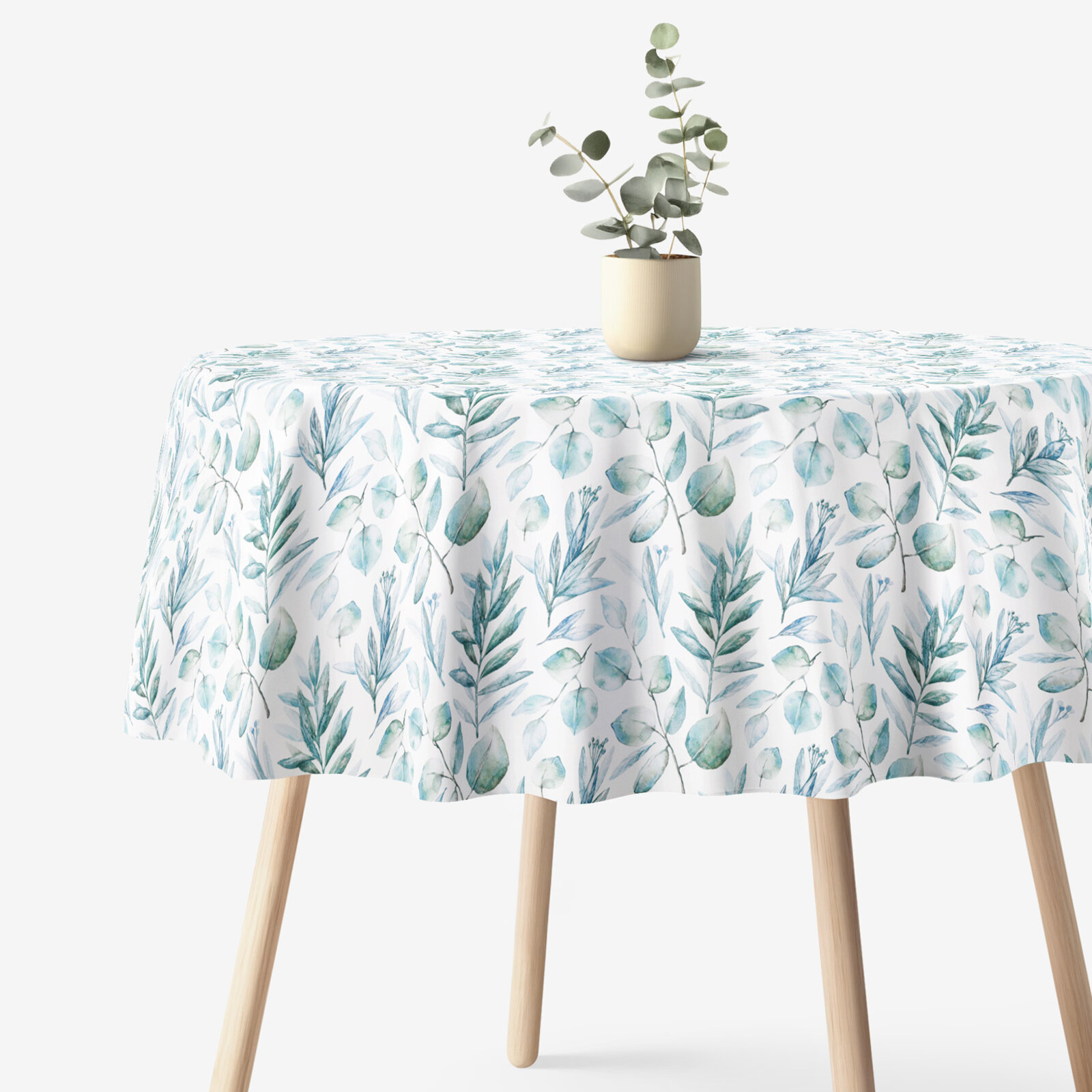 Runde Tischdecke 100% Baumwolle Deluxe - aquarelle Blätter