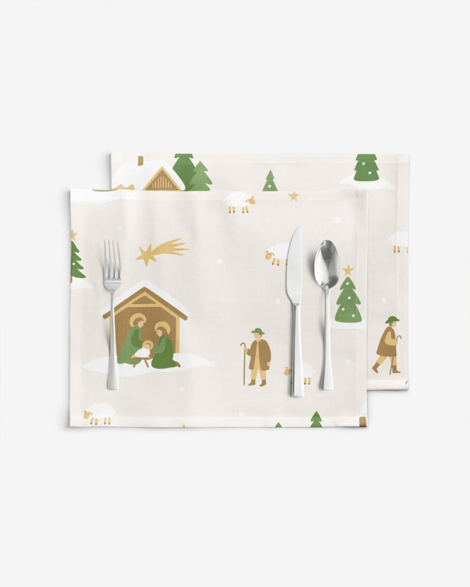 Weihnachtliches Tischset 100% Baumwolle - Weihnachtslieder - 2 Stück