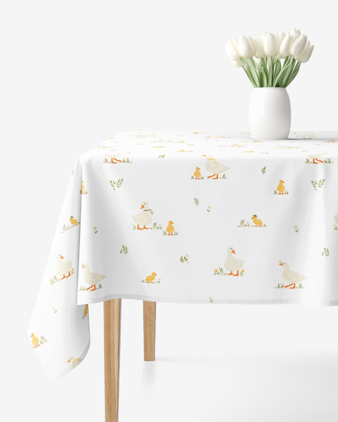 Ostern Eckige Tischdecke 100% Baumwolle - Enten
