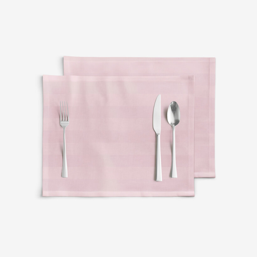 Festliche Damast-Tischset - altrosa Streifen mit Satin-Glanz - 2 Stück