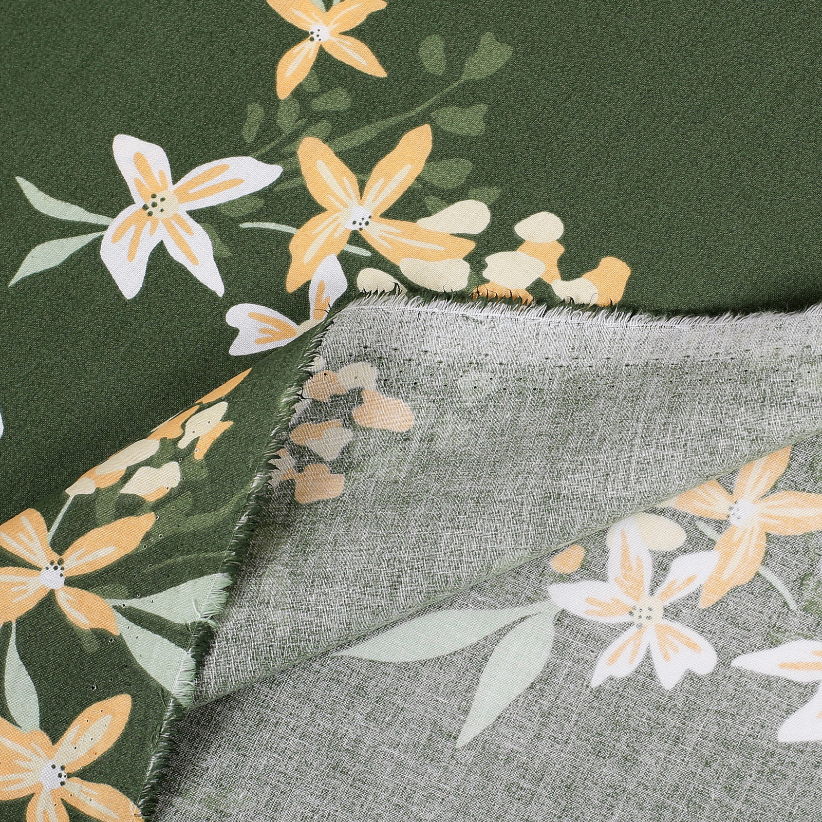 Baumwollstoff - apricotfarbene Blumen