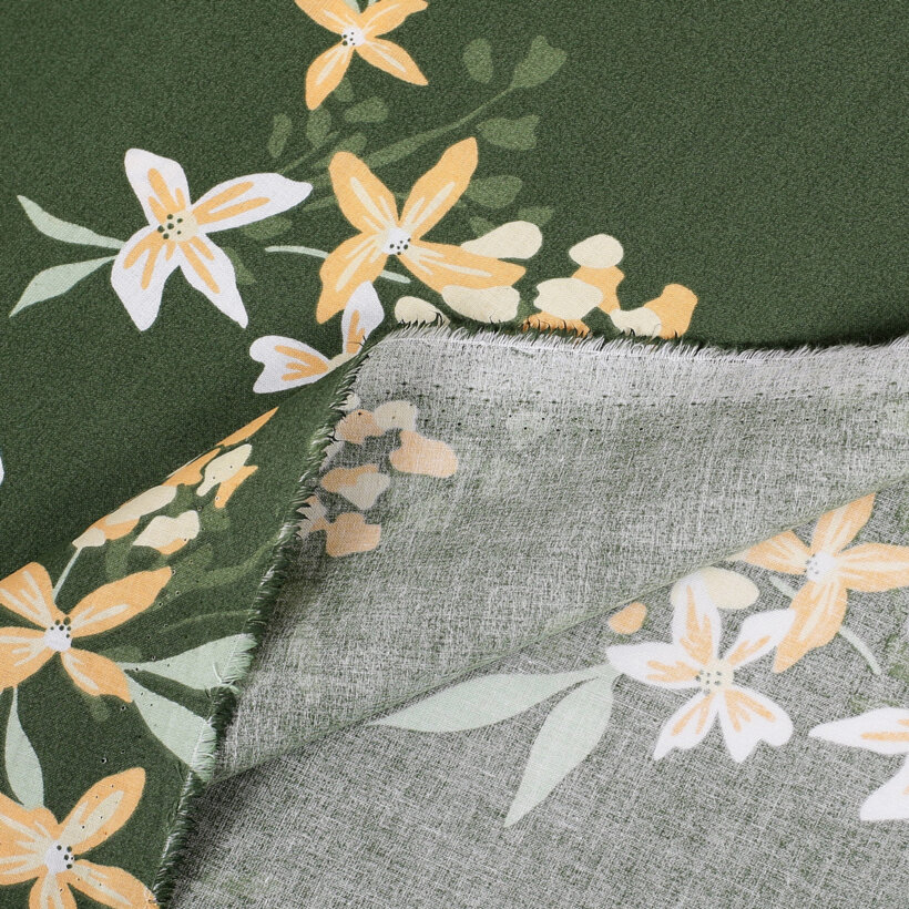 Baumwollstoff - apricotfarbene Blumen