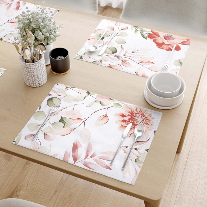 Tischset 100% Baumwolle Deluxe - aquarelle Blumen - 2 Stück
