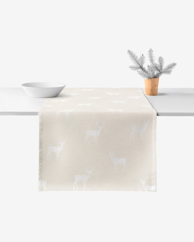Weihnachtlicher Tischläufer Natura - Hirsche auf natürlichem