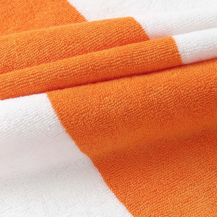 Strandtuch – Neonorange mit weißen Streifen