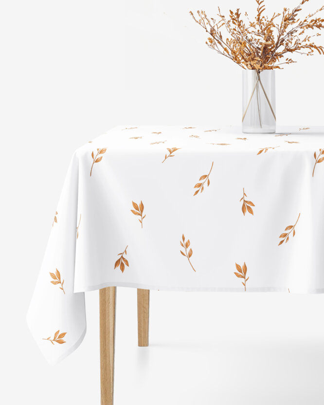 Eckige Tischdecke 100% Baumwolle - Braune Herbstblätter