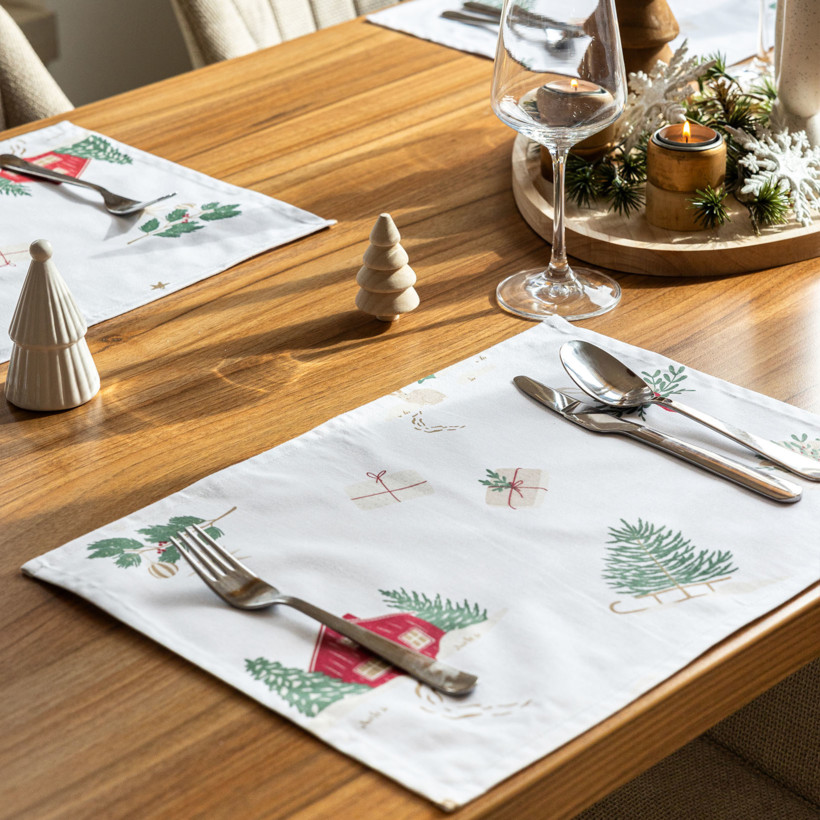 Weihnachtliches Tischset 100% Baumwollköper - Traditionelle Weihnachten - 2 Stück