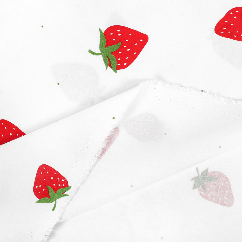 Baumwollstoff - frische Erdbeeren
