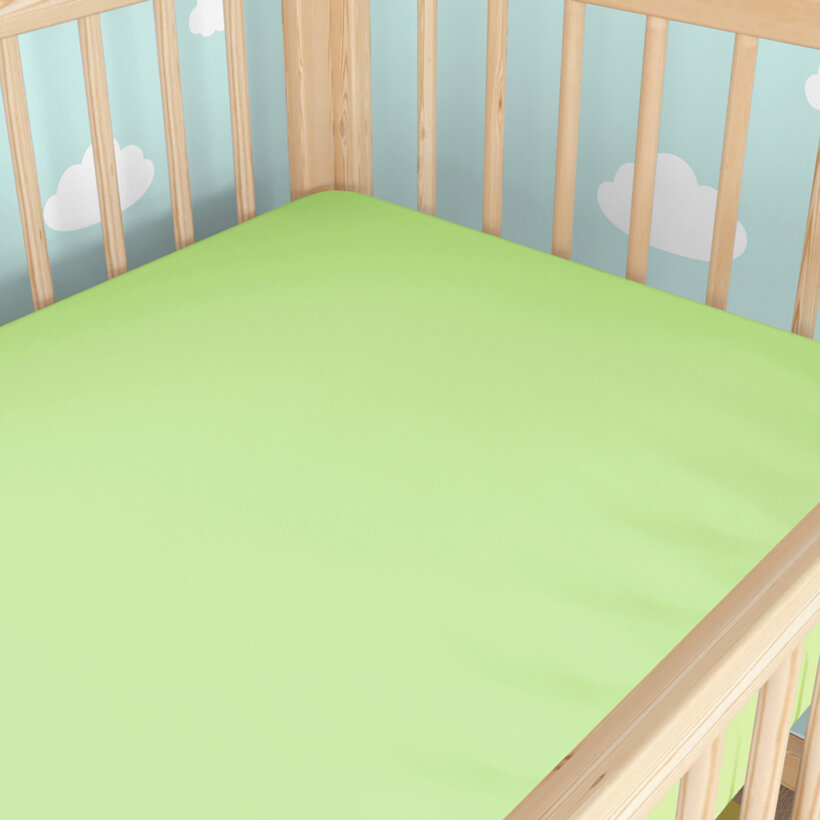 Spannbetttuch aus Baumwolle für Babybetten - frühlingsgrün
