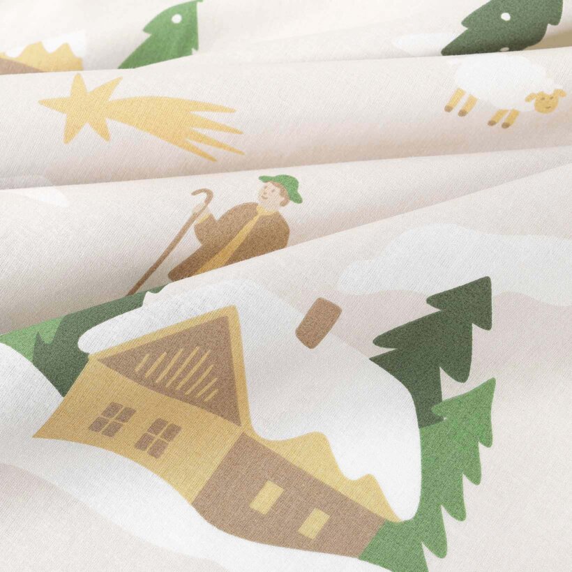 Eckige weihnachtliche Tischdecke 100% Baumwolle - Weihnachtslieder