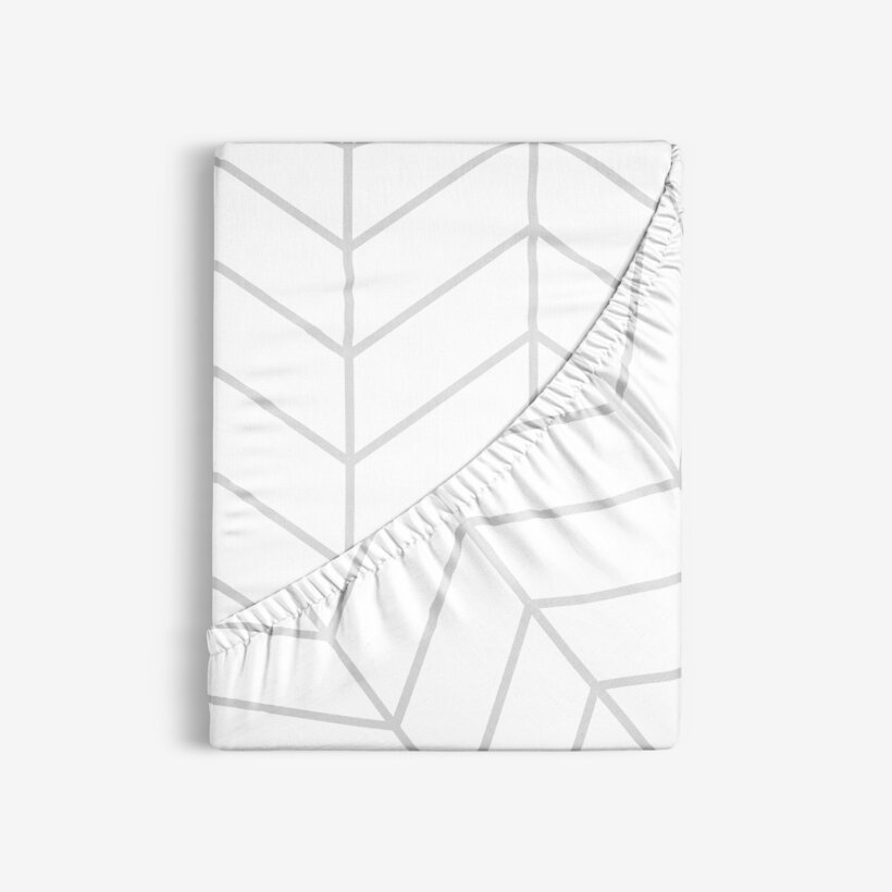 Spannbettlaken aus Baumwolle - Zickzack auf Weiß