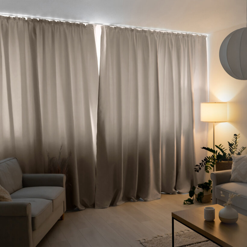Blackout Verdunkelungsvorhang mit Satin-Glanz - natur