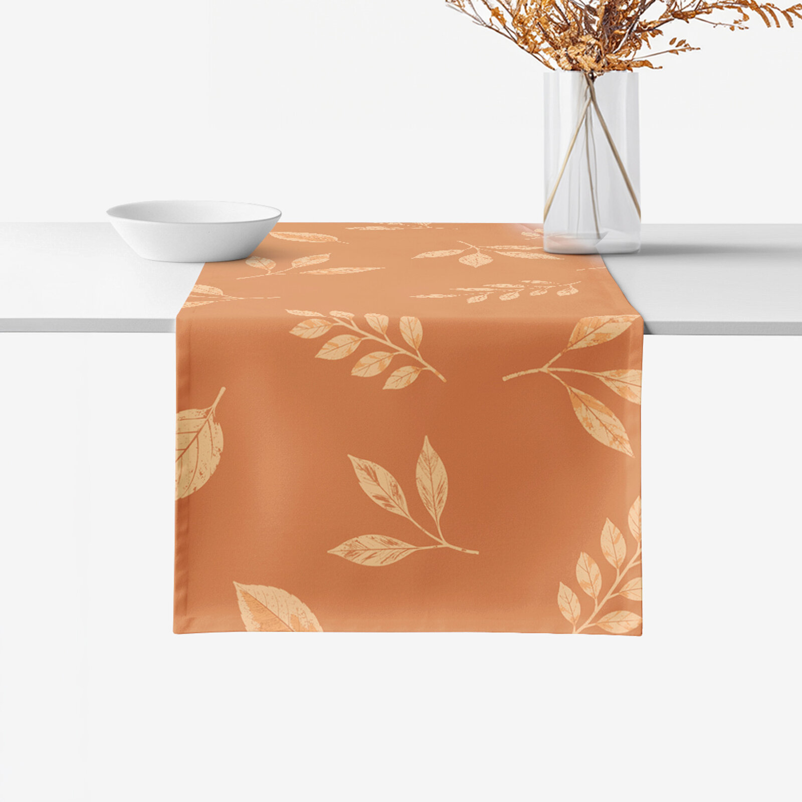 Tischläufer aus 100% Baumwolle - Orange Herbstblätter