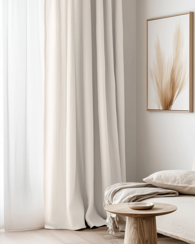 Vorhang aus Leinenmischung - elfenbein
