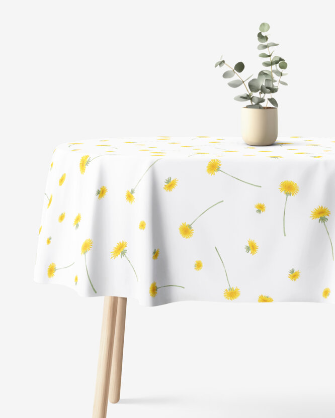Ovale Tischdecke aus 100% Baumwolle - Löwenzahn