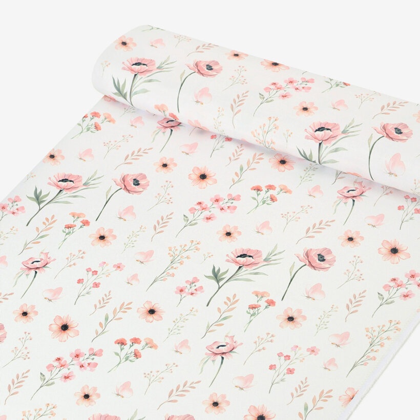 Teflonstoff für Tischdecken - Rosa Blümchen