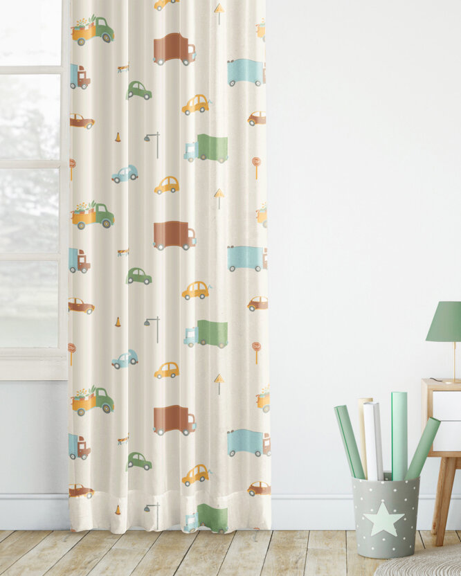 Vorhang aus Baumwolle Kindermotive - Welt der Autos